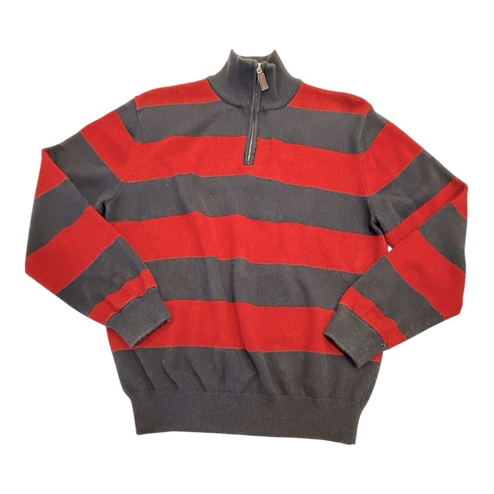 Sebastian Cooper Cashmere Blend Mock Neck Pullover Quarter Zip Sweater Size L